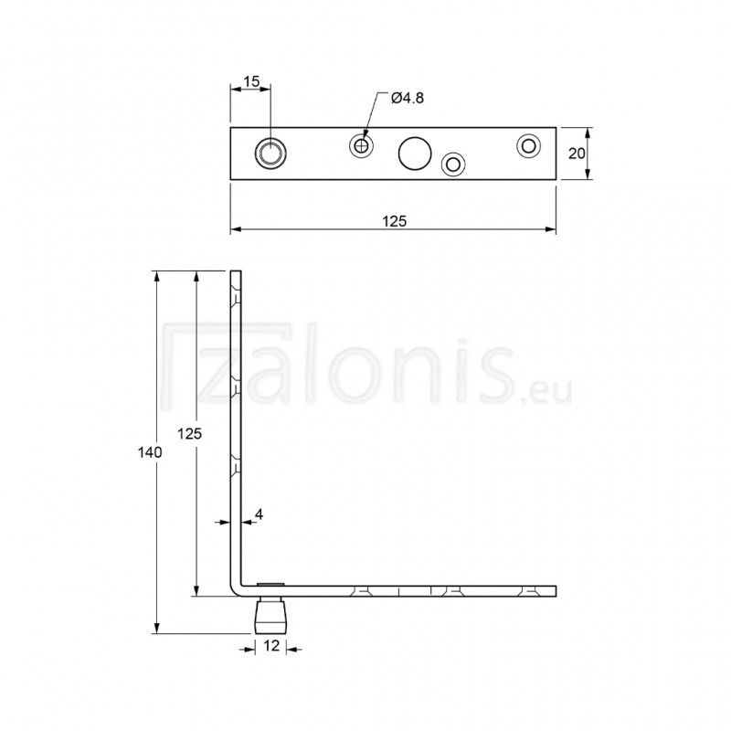 BOTTOM CORNER RAIL FLANGE H32